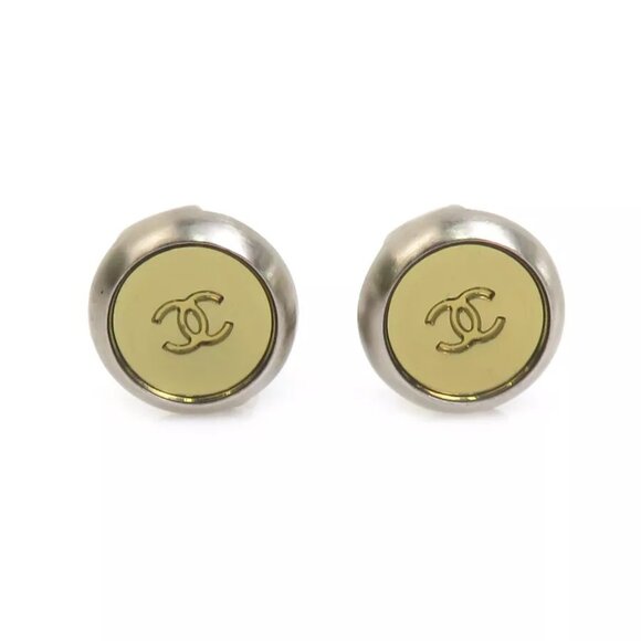 CHANEL CC Logo Earrings Silver/Gold Metal - - Picture 1 of 8